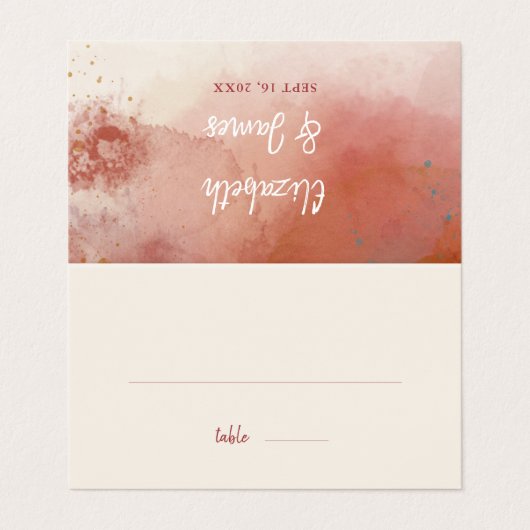 Moderne Waterverf Terracotta Bruiloft Plaats Kaart (Buitenkant ongevouwen)