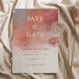 Moderne Waterverf Terracotta Bruiloft Save The Dat Kaart