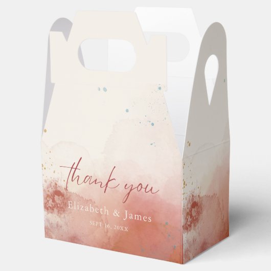 Moderne Waterverf Terracotta Desert Boho Bruiloft Bedankdoosjes (Geopend)