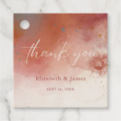 Moderne Waterverf Terracotta Desert Boho Bruiloft Bedankjes Labels (Voorkant)