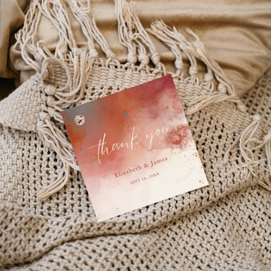 Moderne Waterverf Terracotta Desert Boho Bruiloft Bedankjes Labels