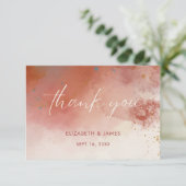 Moderne Waterverf Terracotta Desert Boho Bruiloft Bedankkaart (Staand voorkant)