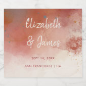 Moderne Waterverf Terracotta Desert Boho Bruiloft Likeurfles Etiket (Enkel label)