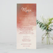 Moderne Waterverf Terracotta Desert Boho Bruiloft Menu (Staand voorkant)