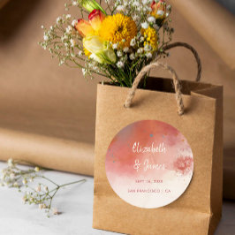 Moderne Waterverf Terracotta Desert Boho Bruiloft Ronde Sticker