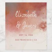 Moderne Waterverf Terracotta Desert Boho Bruiloft Wijn Etiket (Enkel label)