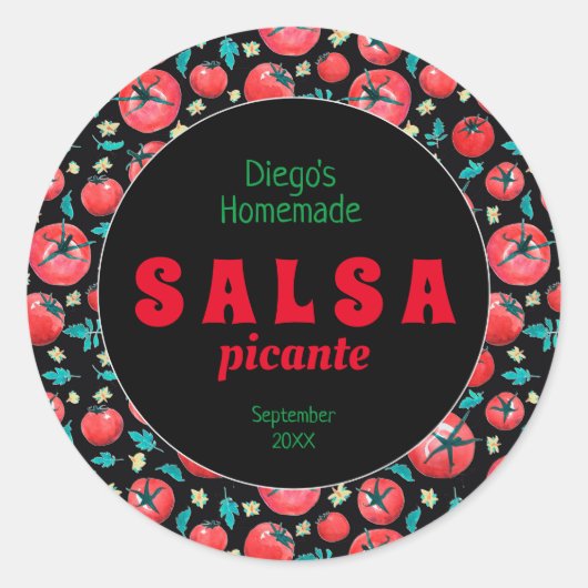 Moderne waterverf tomatensaus salsa food label (Voorkant)