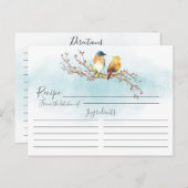 Moderne Waterverf Tortelduifjes Recept Kaart (Voorkant / Achterkant)