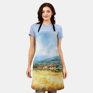 Moderne Waterverf Toscaanse mediterrane landschap Schort