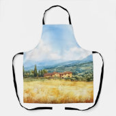 Moderne Waterverf Toscaanse mediterrane landschap Schort (Voorkant)