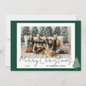 Moderne Waterverf Tree & Lights Kerstfoto Feestdagenkaart (Voorkant)