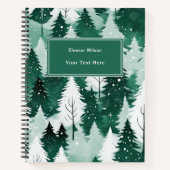 Moderne Waterverf Trees Sneeuwscène Kerst Notitieboek (Voorkant)