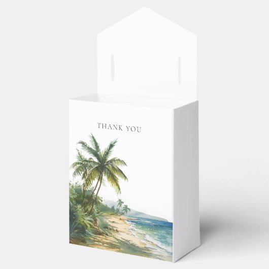 Moderne Waterverf Tropical Beach Bruiloft Bedankdoosjes (Geopend)