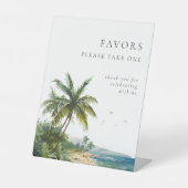 Moderne Waterverf Tropical Beach bruiloft gunsten Reclamebord Met Voetstuk (Voorkant)