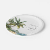 Moderne Waterverf Tropical Beach Bruiloft Papieren Bordje (Gekanteld)