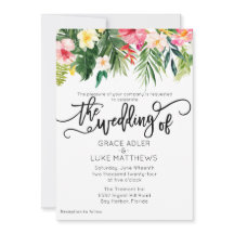 Moderne Waterverf Tropical Flowers Bruiloft