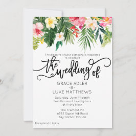 Moderne Waterverf Tropical Flowers Bruiloft Kaart