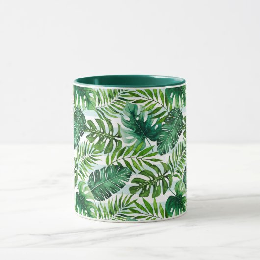 Moderne Waterverf Tropical Leaves Pattern Mok (Midden)