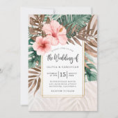 Moderne Waterverf Tropisch groen Bloemenbruiloft Kaart (Voorkant)