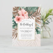 Moderne Waterverf Tropisch groen Bloemenbruiloft Kaart (Staand voorkant)