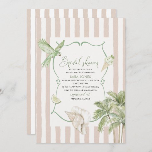 Moderne Waterverf Tropisch Strand Palm Serenity Sa Kaart (Voorkant / Achterkant)