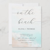 Moderne Waterverf Tropische Beach Wave Aqua Weddin Kaart (Voorkant)