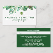 Moderne Waterverf tropische bladeren Afsprakenkaartje (Voorkant / Achterkant)