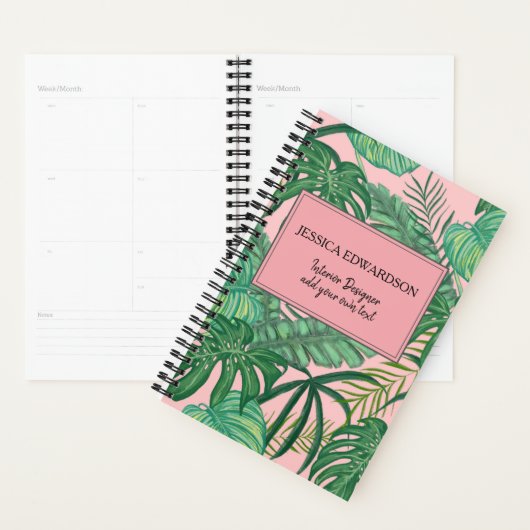 Moderne waterverf tropische bladeren blozen planner (Display)