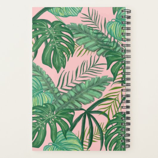 Moderne waterverf tropische bladeren blozen planner (Achterkant)