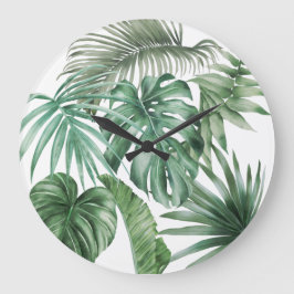 Moderne Waterverf Tropische bladeren Monstera Grote Klok