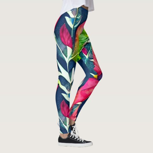 Moderne waterverf tropische bladeren patroon leggings (Rechts)