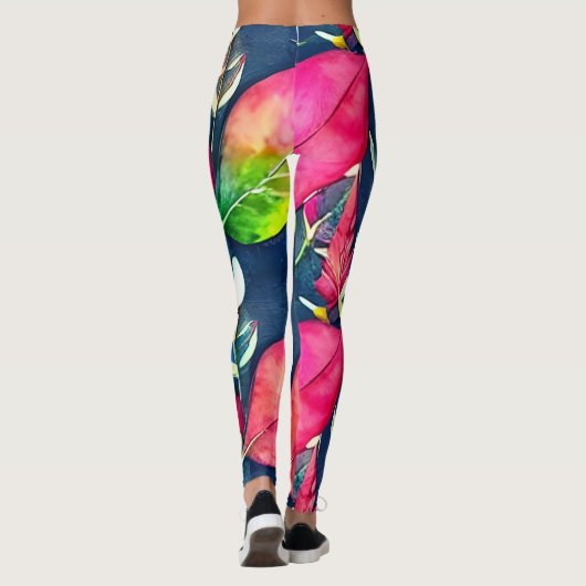 Moderne waterverf tropische bladeren patroon leggings (Achterkant)