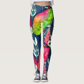 Moderne waterverf tropische bladeren patroon leggings (Voorkant)