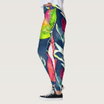 Moderne waterverf tropische bladeren patroon leggings<br><div class="desc">Moderne Hawaïaanse waterverf tropische bladeren patroon legging.</div>