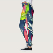Moderne waterverf tropische bladeren patroon leggings (Links)