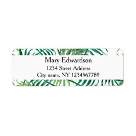 Moderne waterverf tropische bladeren retouradres etiket