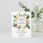 Moderne Waterverf Tropische Bloemen Bewaar de Datu Aankondigingskaart (Staand voorkant)