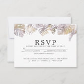 Moderne Waterverf Tropische Foliage Mauve Gold RSVP Kaartje (Voorkant)