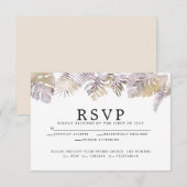 Moderne Waterverf Tropische Foliage Mauve Gold RSVP Kaartje (Voorkant / Achterkant)
