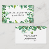 Moderne Waterverf tropische groen bladgroen Visitekaartje (Voorkant / Achterkant)