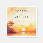 Moderne Waterverf Tropische Strand Zonsondergang H Servet (Voorkant)