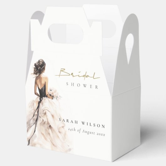 Moderne Waterverf Trouwjurk Vrijgezellenfeest Bedankdoosjes (Geopend)