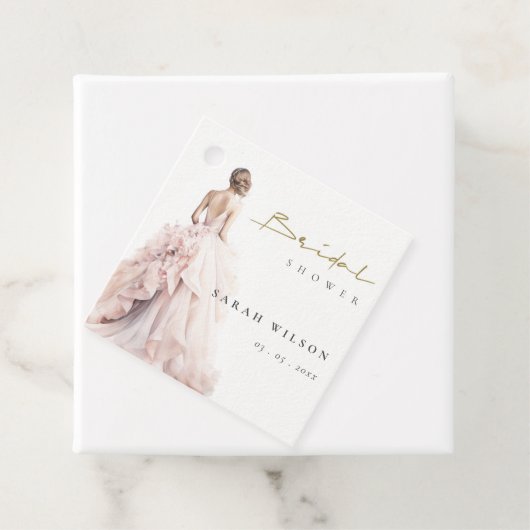 Moderne Waterverf Trouwjurk Vrijgezellenfeest Bedankjes Labels (In situ)