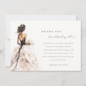 Moderne Waterverf Trouwjurk Vrijgezellenfeest Bedankkaart (Voorkant)