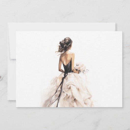 Moderne Waterverf Trouwjurk Vrijgezellenfeest Bedankkaart (Achterkant)