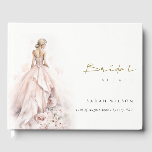 Moderne Waterverf Trouwjurk Vrijgezellenfeest Gastenboek (Voorkant)