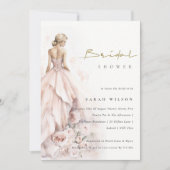 Moderne Waterverf Trouwjurk Vrijgezellenfeest Kaart (Voorkant)