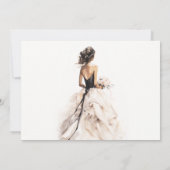Moderne Waterverf Trouwjurk Vrijgezellenfeest Kaart (Achterkant)