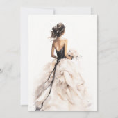 Moderne Waterverf Trouwjurk Vrijgezellenfeest Kaart (Achterkant)