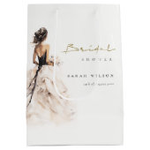 Moderne Waterverf Trouwjurk Vrijgezellenfeest Medium Cadeauzakje (Achterkant)